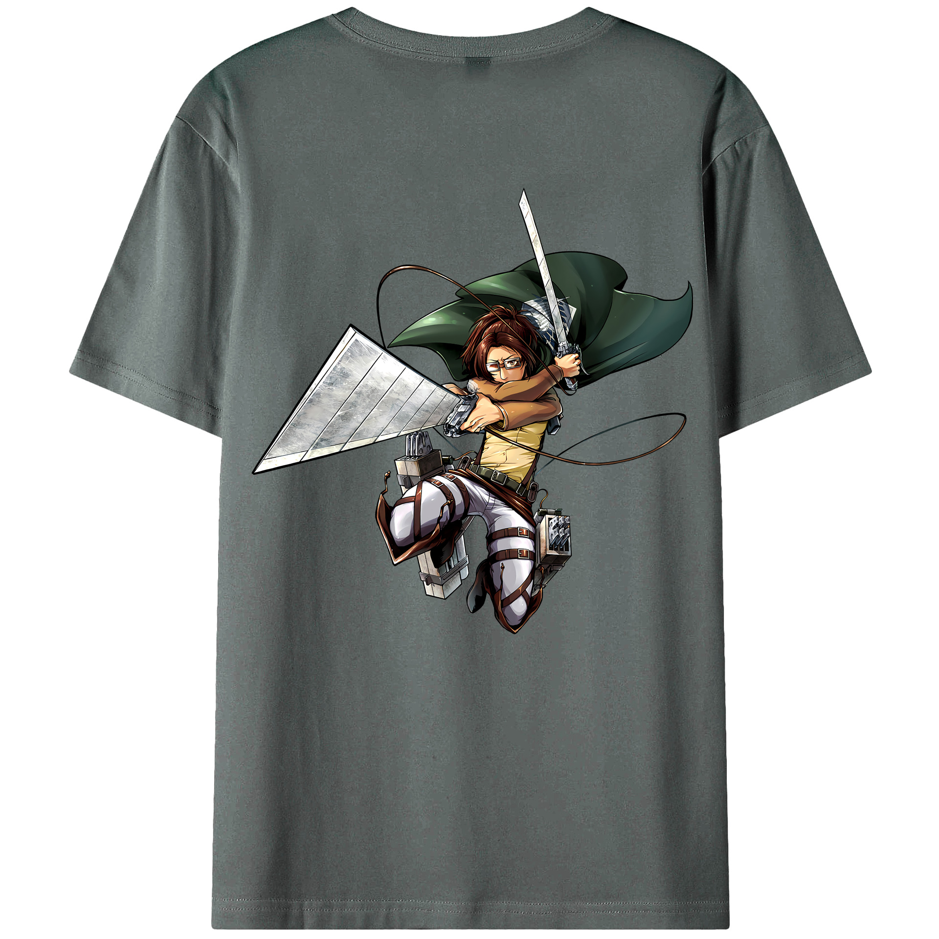 （画像用） 進撃の巨人 ハンジ·ゾエ Attack on Titan Hanji Zoe 綿100％ メンズ半袖Tシャツ（バックプリント） 通気性